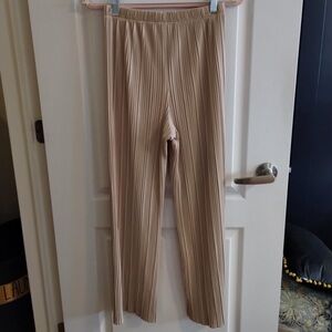 Pleated Tan Women's Pants